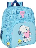 Mochila Escolar Niño  Adaptable a Carro SNOOPY LOVE  32x12x38 cm