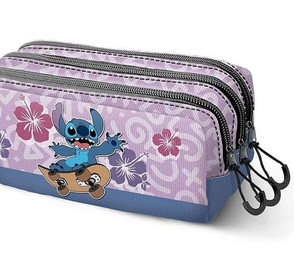 Estuche Portatodo Trick Fan 2.2 Disney Lilo y Stitch Skate 23 x 11 cm