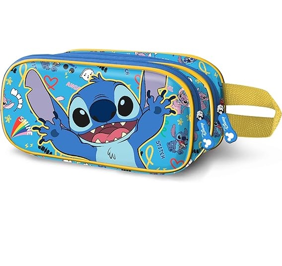 Estuche Portatodo 3D Doble Disney Lilo y Stitch Hello 22 x 9,5 cm