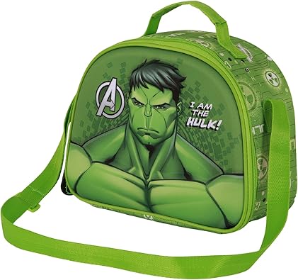 Bolsa Portamerienda 3D Unisex Kids, Verde Hulk Marvel 10x26x20cm