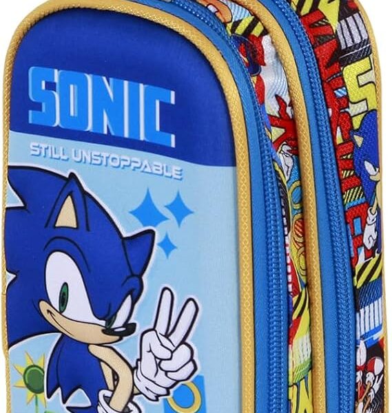 Estuche Portatodo 3D Doble Sonic The Hedgehog - SEGA Unstoppable 22 x 10 cm