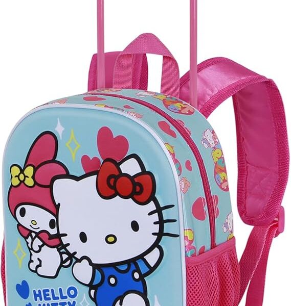 Mochila 3D con Ruedas Pequeña Karactermania Sanrio Hello Kitty Friendship 26 x 34 cm