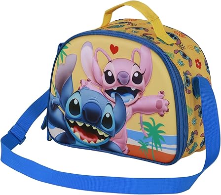 Bolsa Portamerienda 3D Unisex Kids, Azul Lilo y Stitch Disney 10x26x20 cm