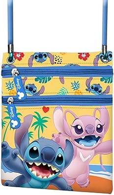 Bolso Action Vertical Unisex Kids, Azul Lilo y Stitch Disney 4x15x17cm