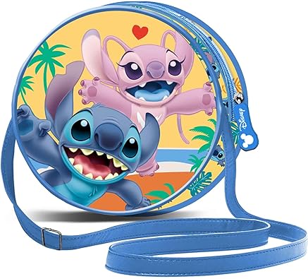 Bolso Redondo Unisex Kids, Azul Lilo y Stitch Disney 7x18,5x18,5cm