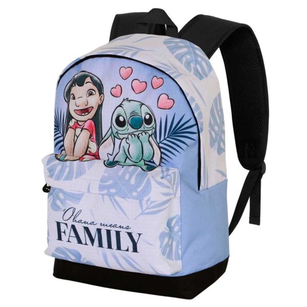 Mochila Couple Stitch Disney Adaptable 44x31x18cm.