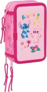 Plumier Triple con 37 Útiles Incluidos Stitch Chill  12.5x5.5x19.5 cm