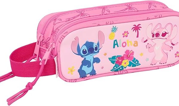 Portatodo Doble Niño Stitch Chill 21x6x8 cm