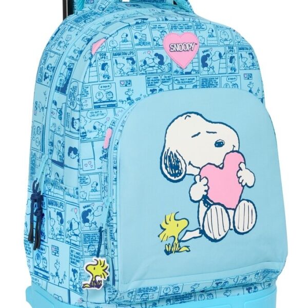 Mochila Con Ruedas Compact Extraible Snoopy "Love" 33x45x22cm.