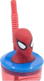 Vaso Spiderman Marvel con Pajita y Tapa con figurita 3D 360ml - Imagen 4
