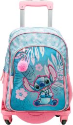 Mochila Stitch Pink Doble Compartimento + Carro Toybags 360º