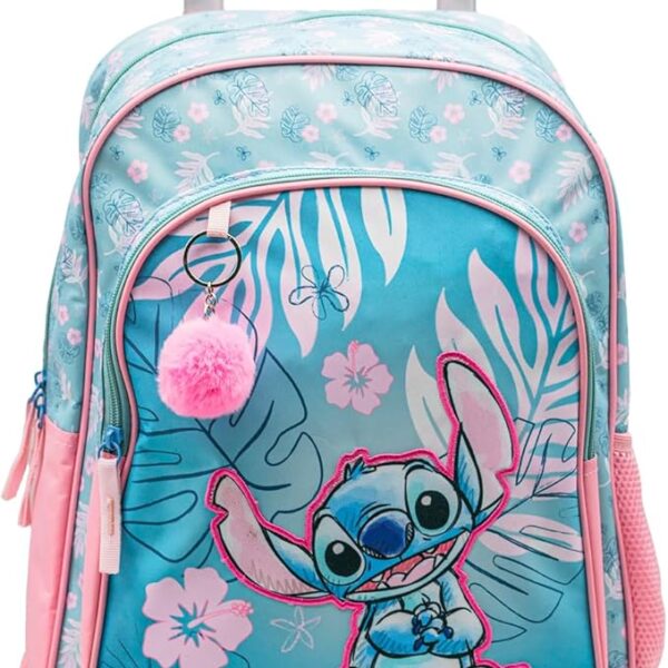 Mochila Stitch Pink  Doble Compartimento + Carro Toybags 360º