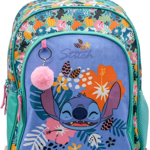 Mochila Stitch Tropical Doble Compartimento + Carro Toybags 360º