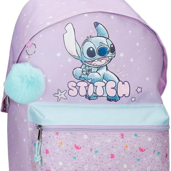 Mochila para portátil Disney Lovely Stitch  Adaptable a Carro Morado 31,5x44x15 cm