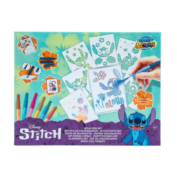 Set de pintar con rotuladores de aerosol de Stitch Disney, de aprox. 27x21cm.