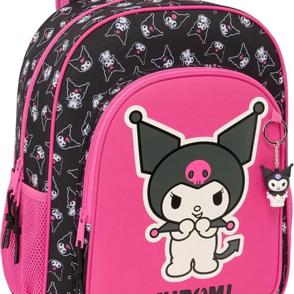 Mochila Escolar Infantil, Adaptable a Carro, Kuromi 32x12x38 cm