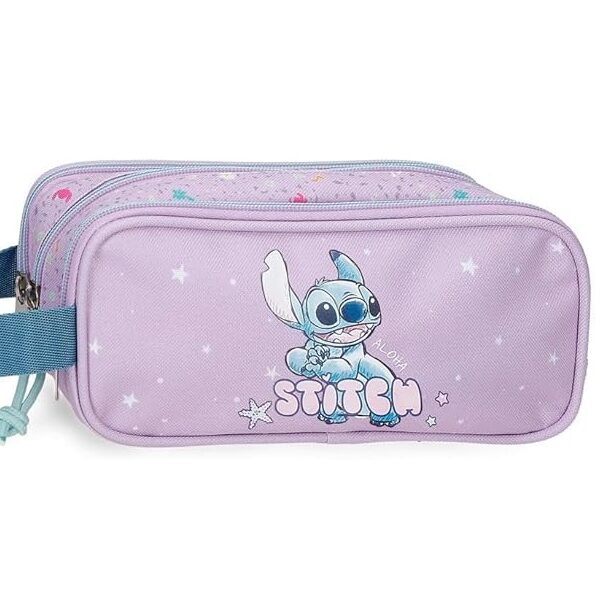 Estuche Triple Disney Lovely Stitch Morado 22x10x9 cm