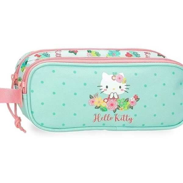 Hello Kitty Floral kitty Estuche Doble Verde 23x9x7cm.