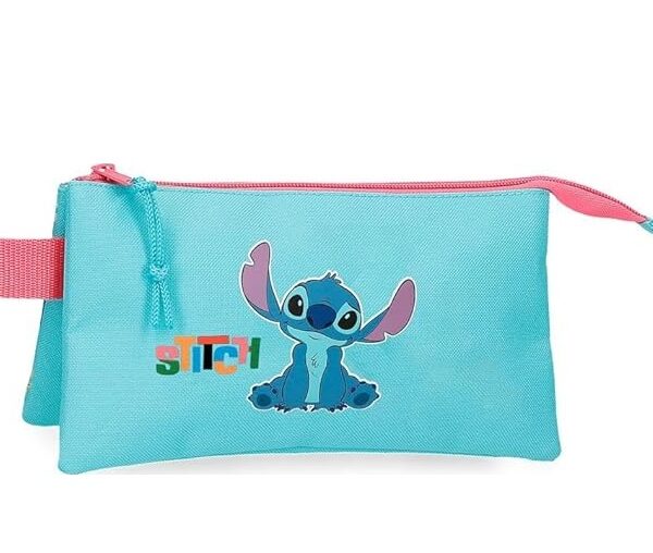 Estuche Triple Disney Aloha Stitch Azul 22x12x5 cm