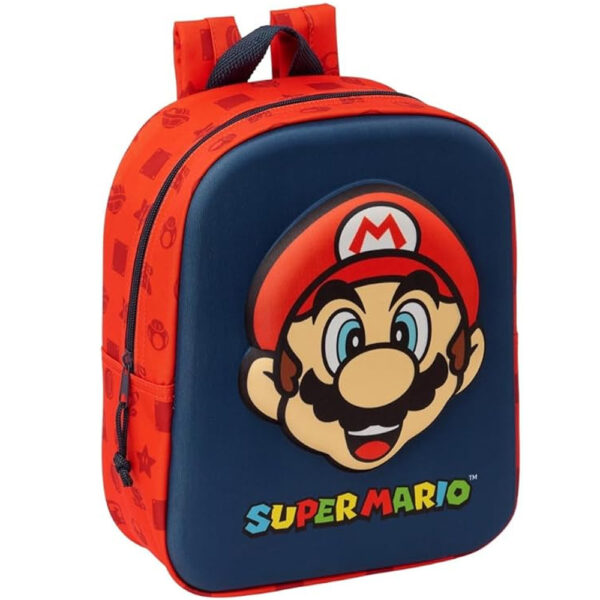 Mochila de Guardería 3D Super Mario 22x10x27 cm