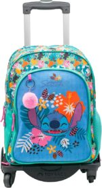 Mochila Stitch Tropical Doble Compartimento + Carro Negro Toybags 360º