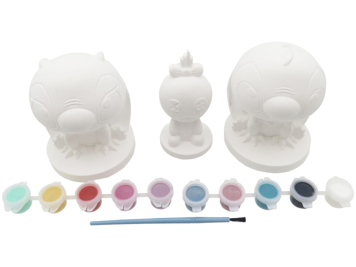 Stitch Set de 3 Figuras de Escayola para Pintar 18x10x19cm. - Imagen 2