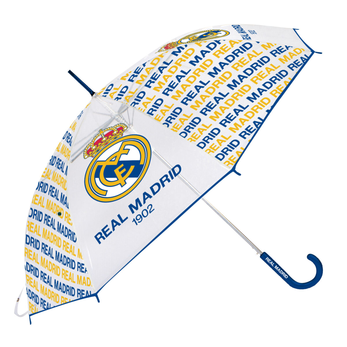 Paraguas De Eva Transparente De Real Madrid Cf, 8 Paneles, Diámetro 82Cm, Apertura Manual - Imagen 1