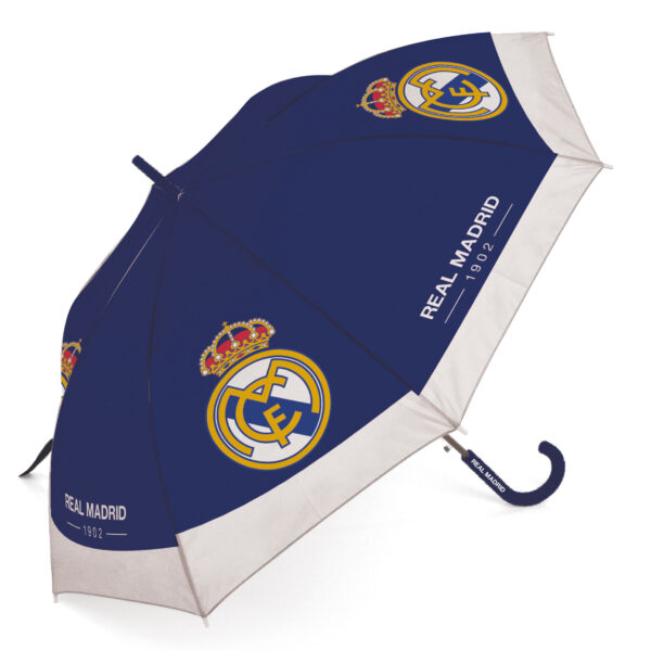 Paraguas De Poliéster De Real Madrid Cf, 8 Paneles, Diámetro 95Cm, Apertura Automática