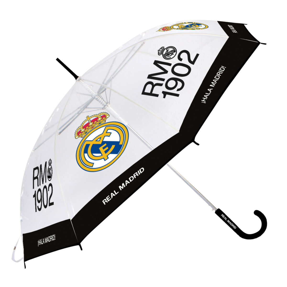 Paraguas De Eva Transparente De Real Madrid Cf, 8 Paneles, Diámetro 95Cm, Apertura Automática - Imagen 1