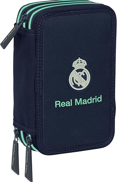 Plumier Triple Escolar con 37 Útiles Incluidos REAL MADRID 2ª EQUIPACIÓN 25/26  12.5x5.5x19.5 cm