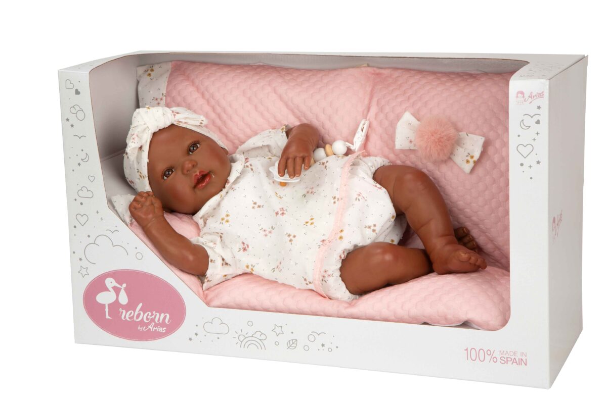 Muñeca reborn Arias 45cm Sasha Mulata C/Cojin - Imagen 1