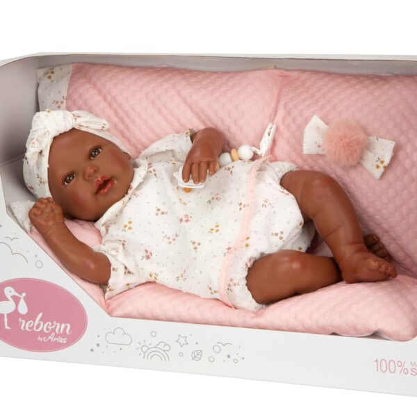 Muñeca reborn Arias 45cm Sasha Mulata C/Cojin