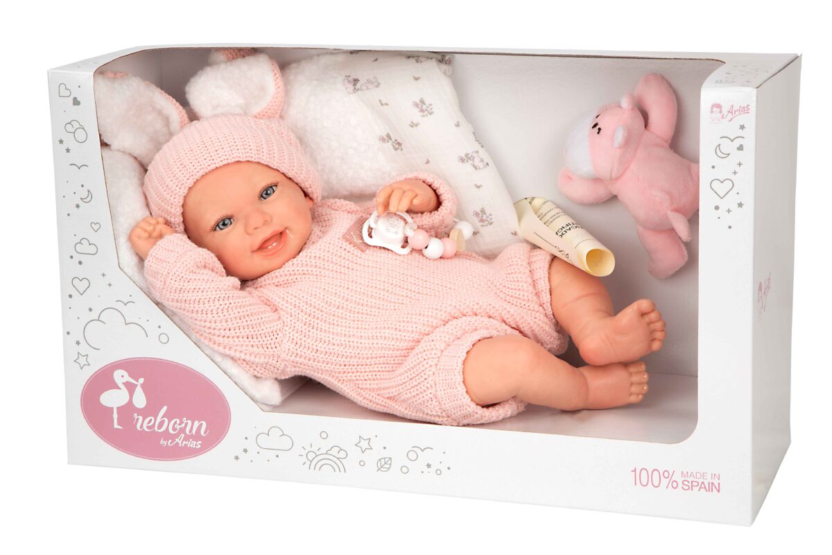 Muñeca Reborn Arias  45cm Lucia C/Cojin y Peluche - Imagen 1
