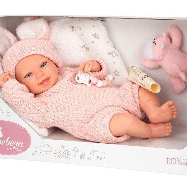 Muñeca Reborn Arias  45cm Lucia C/Cojin y Peluche